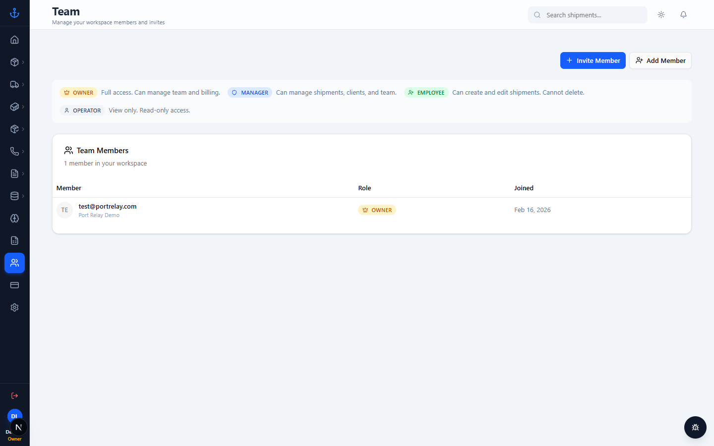 Team page